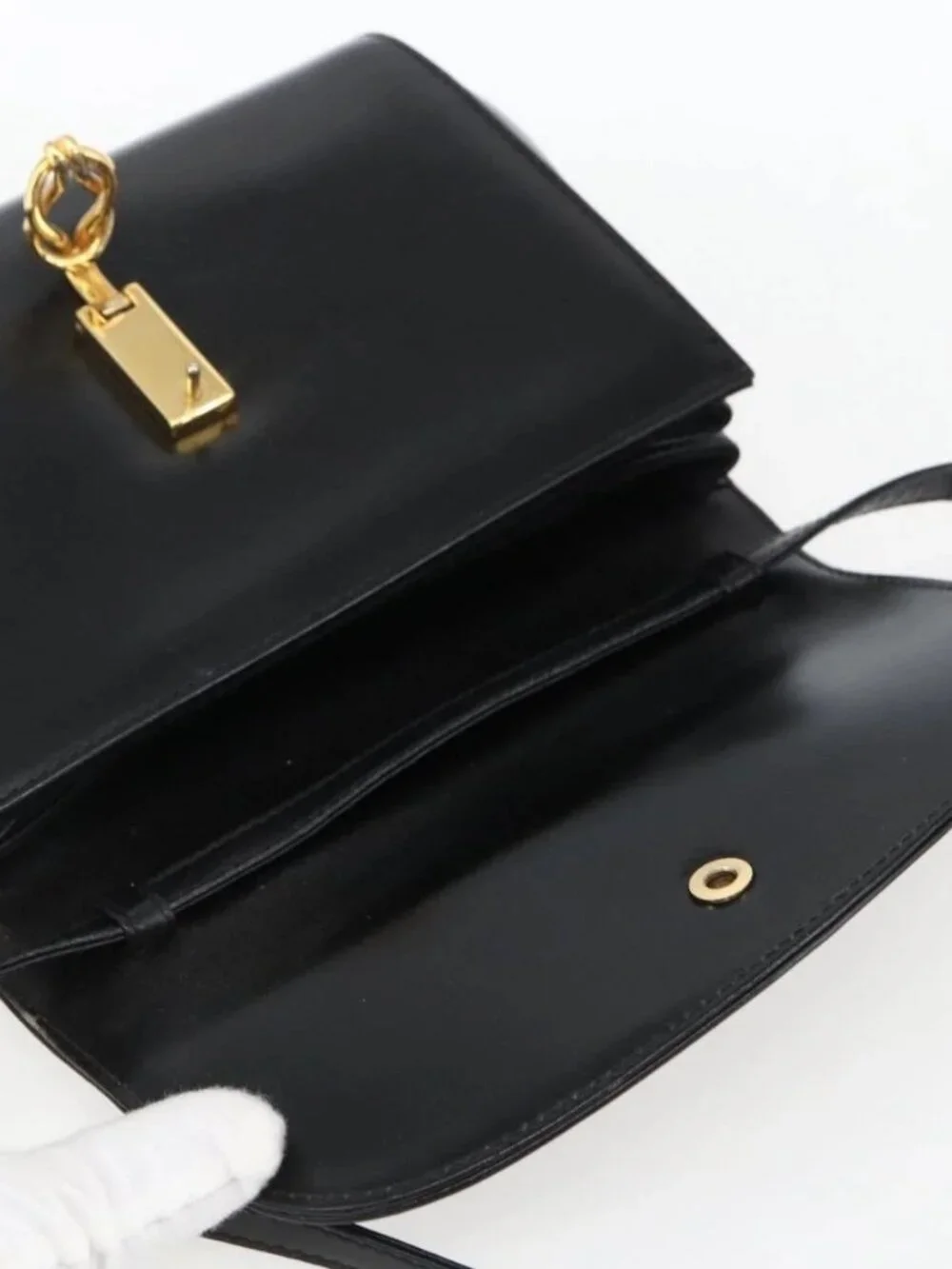 GUCCI Shoulder Bag Leather Black Gold 004 056 0219 Auth fm5081 - Picture 10 of 16